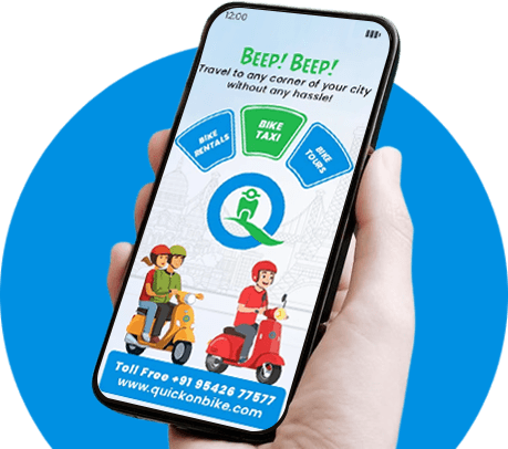 Quickonbike app on phone